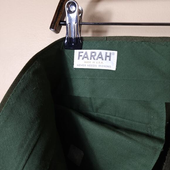 Vintage Farah Green Flat Front Dress Slacks Size 32x28 - Picture 8 of 9
